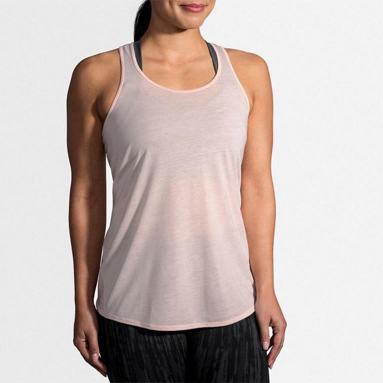 Brooks Women's Distance Running Tank Top Singapore - Pink (49738-ZBTS)